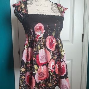 Guess Jeans Silk Floral Blouse Flutter Sleeves